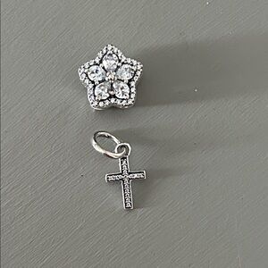 Pandora Silver Star and Cross Charms